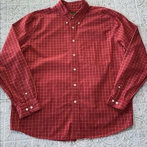 Eddie Bauer Mens Red Plaid Long Sleeve Button Down Shirt XL